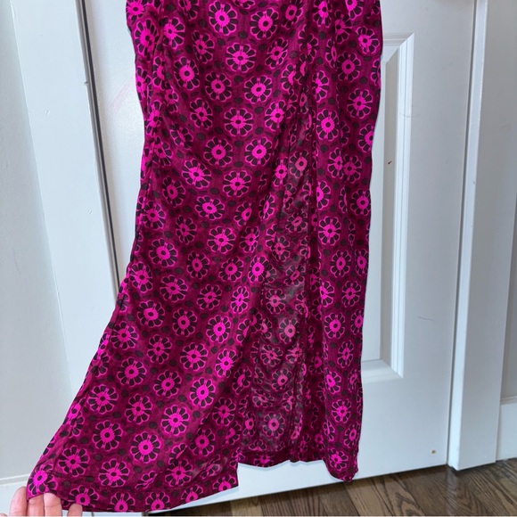Free People Briella Midi Dress Fuchsia Combo Size L - Picture 10 of 14
